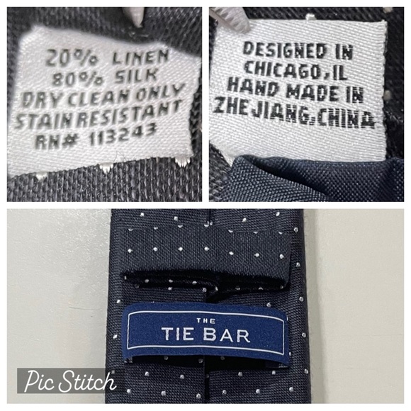 The Tie Bar Mens Skinny 2.5 x 58 in Black Micro Dot Silk  & Linen Tie, EUC - Picture 3 of 9